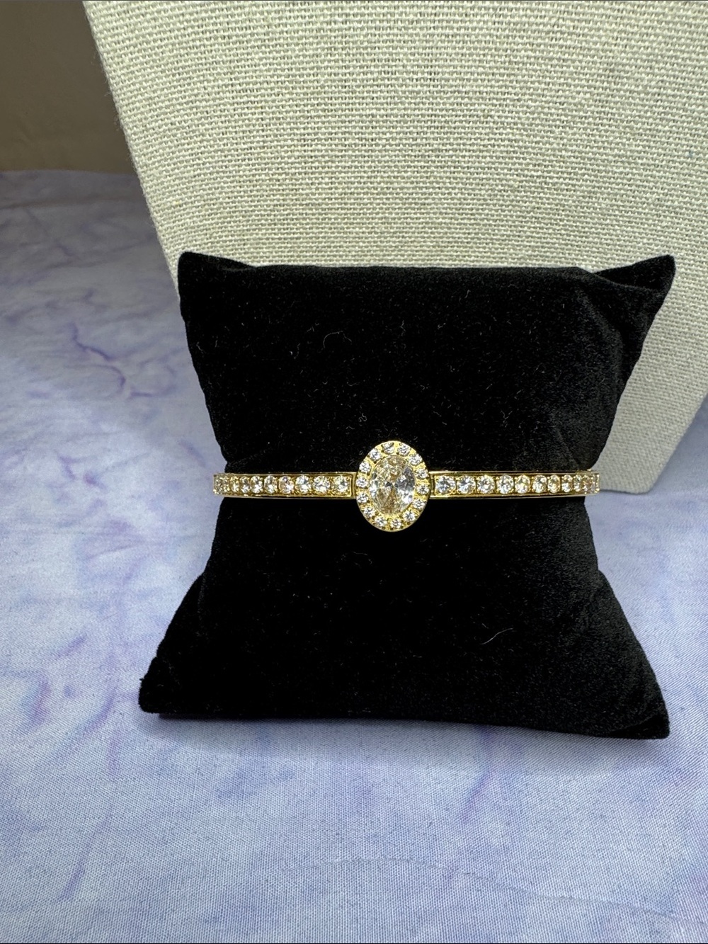 Gold Crystal Halo Bangle Bracelet - NWOT